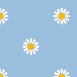 White Daisies on Blue - Large