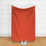 Bright scarlet scallops and diamonds on burlap hessian large 6” repeat