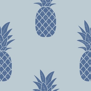 Bock Print Inspired Pineapple  in Blue Nova, Upward and Pink Large Scale