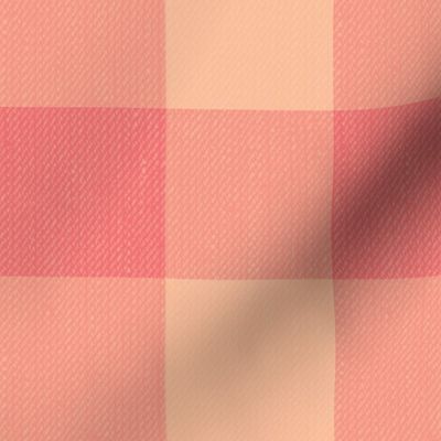 Twill Textured Gingham Check Plaid (3" squares) - Peach Fuzz, Georgia Peach and Peach Puree (TBS197)