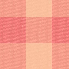 Twill Textured Gingham Check Plaid (3" squares) - Peach Fuzz, Georgia Peach and Peach Puree (TBS197)