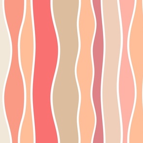 peach fuzz wonky stripe - pantone color of the year 2024 - peach plethora color palette - rustic wave stripe wallpaper and fabric