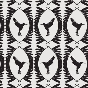 Vintage Bird Pattern - Black and White