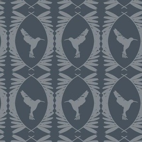 Vintage Bird Pattern - Dark Gray