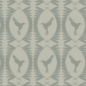 Vintage Bird Pattern - Neutral Gray Greige 