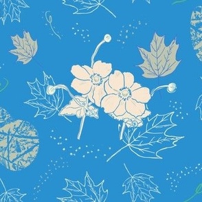 Whispering Anemones: Serene Medium Blue Background