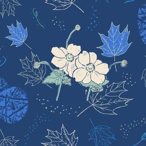 Whispering Anemones: Serene Blue Botanical