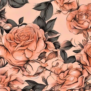 shabby chic peach roses