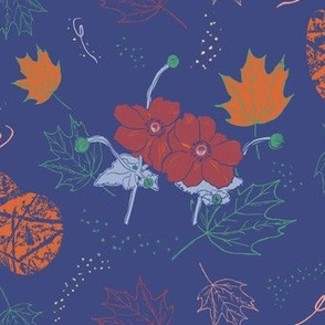 Whispering Anemones: Serene Liberty Blue Background 