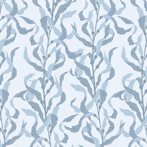 Underwater Kelp Forest - monochromatic light muted blue grey - medium scale