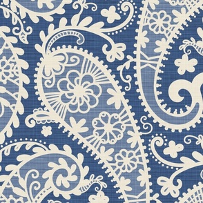 Paisley Forget-Me-Not block print large