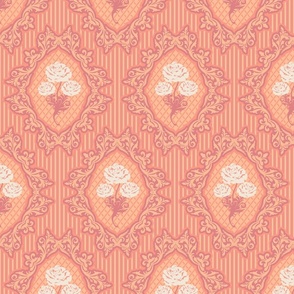 Peach Fuzz Vintage Rococo Roses Medallions