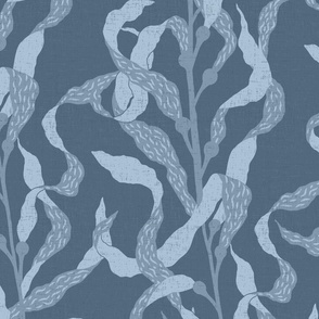 Underwater Kelp Forest - monochromatic dark muted blue -large scale