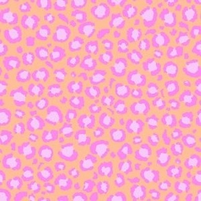 Leopard Spots Print - Small Scale - Hot Pink Spots and Peach Fuzz Background Animal Print soft pastel orange