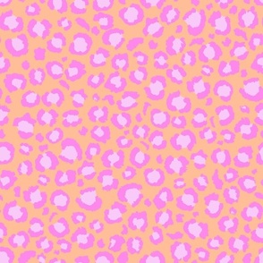 Leopard Spots Print - Medium Scale - Hot Pink Spots and Peach Fuzz Background Animal Print soft pastel orange