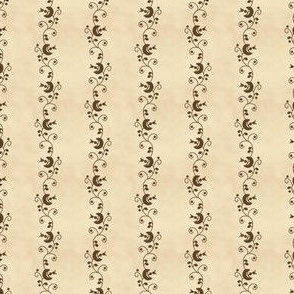 floral scroll stripe antiqued and brown 2093-55