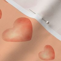 Valentine watercolor hearts rusty pink on PEACH FUZZ | ffbe98 