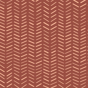 Geometric knitted lines peach on burgundy for wall paper