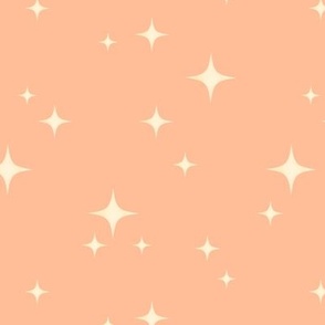 L - Tossed bright yellow watercolor stars on peach fuzz