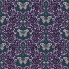 Dark night themed maximalist damask of a whimsical jungle- small.