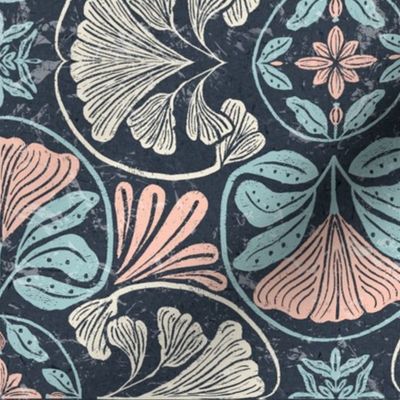 Arts and Crafts Floral Reverie: Vintage-Inspired Botanical Symphony - Artisan Fabric Design