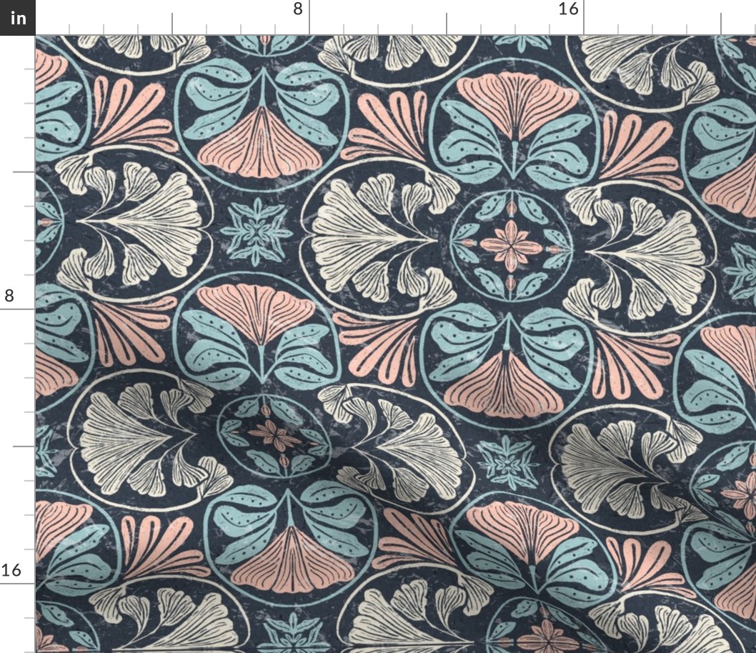 Arts and Crafts Floral Reverie: Vintage-Inspired Botanical Symphony - Artisan Fabric Design