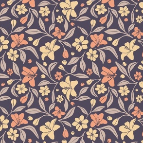 Hand-Drawn Floral Peach and Yellow Pattern