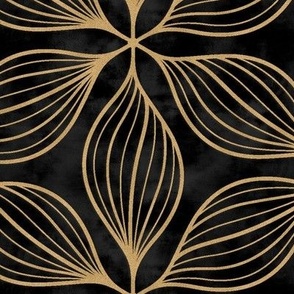L // Golden stars - Neutral Geometric flower on Black velvet base