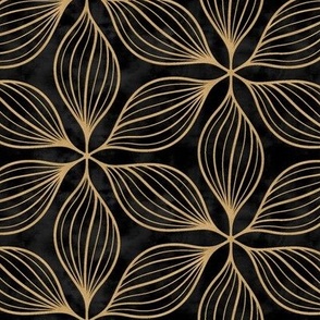 M // Golden stars - Neutral Geometric flower on Black velvet base
