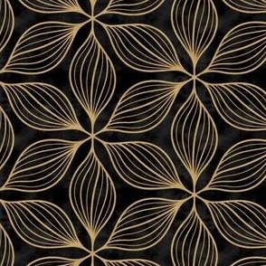S // Golden stars - Neutral Geometric flower on Black velvet base
