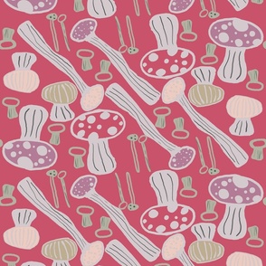Mushrooms Redux, Pink and Dusty Lilac