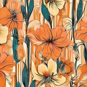 large scale floral pattern and leaves
