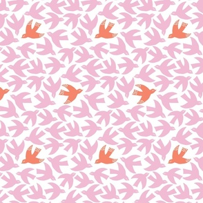 papercut birds pink coral/small