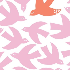 papercut birds/pink coral/jumbo