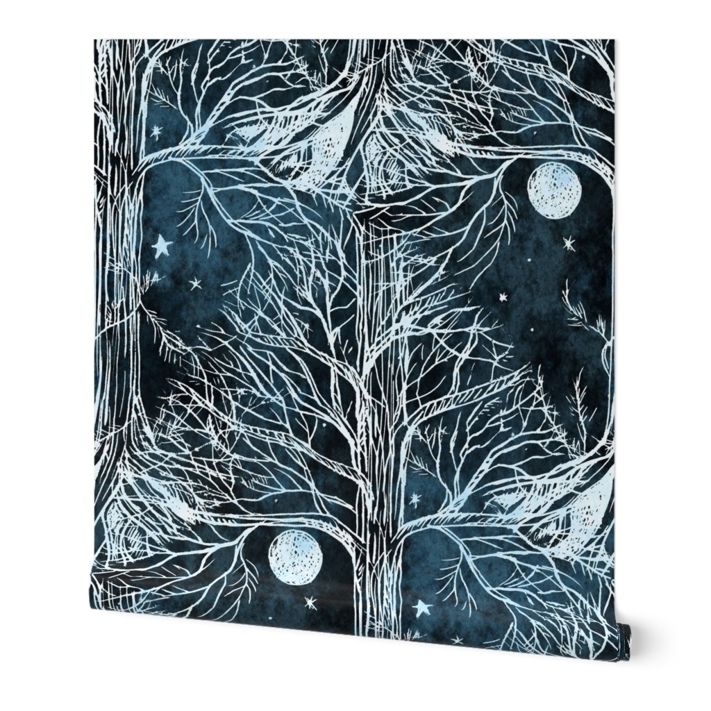 Block Print- Sacred Tree, Moon and Stars