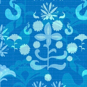 Block Print Florals (Deep Blue)