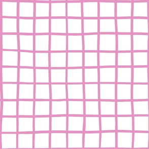 2” hand drawn grid /fuchsia on white 