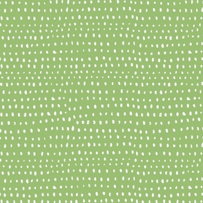 hand drawn dots white on bright spring green/medium