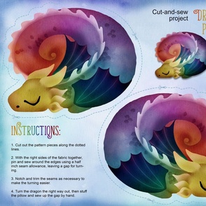 Sleeping dragon pillow rainbow - fat quarter Petal Signature Cotton