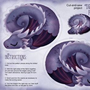 Sleeping dragon pillow rainbow purple - fat quarter Petal Signature Cotton
