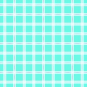 aqua plaid with pink doll