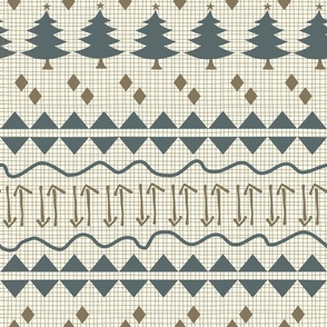 (L) Cozy Cabin Pine Tree Nordic Rustic Sweater
