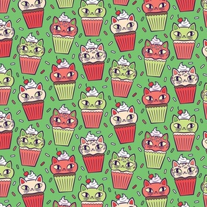 Kitty Cupcakes_Holiday_Light Green_Small