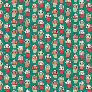 Kitty Cupcakes_Holiday_Green_XSmall