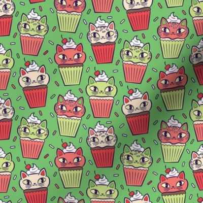 Kitty Cupcakes_Holiday_Light Green_XSmall