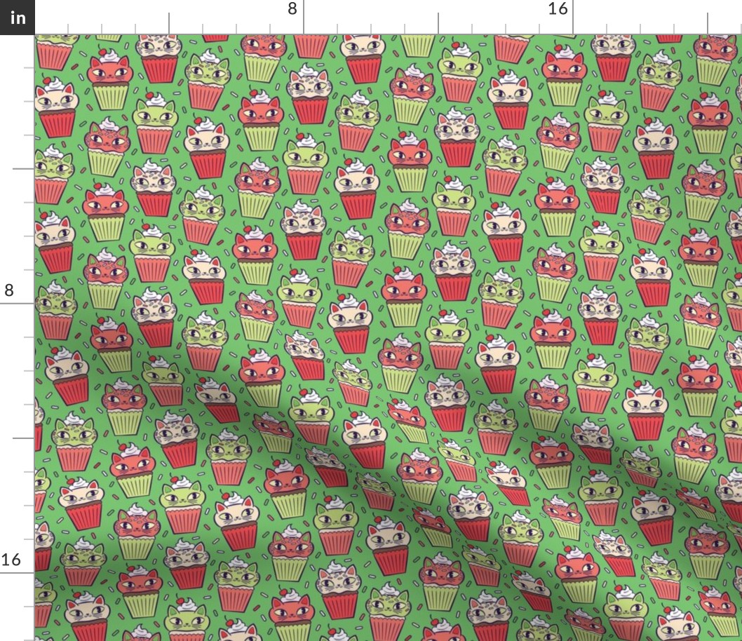 Kitty Cupcakes_Holiday_Light Green_XSmall