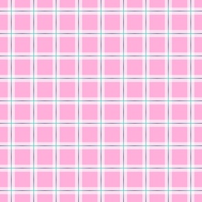 pink plaid with aqua