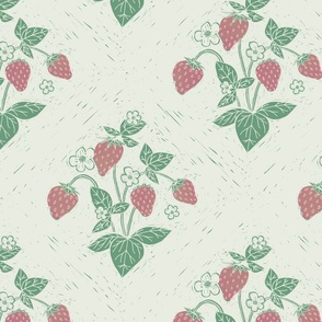 Strawberries Block Print