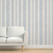 classic blue stripes with elaborate ornaments  on an off white linen background - large scale