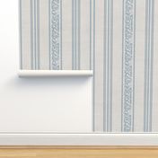 classic blue stripes with elaborate ornaments  on an off white linen background - large scale